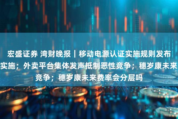 宏盛证券 湾财晚报｜移动电源认证实施规则发布，8月15日起实施；外卖平台集体发声抵制恶性竞争；穗岁康未来费率会分层吗