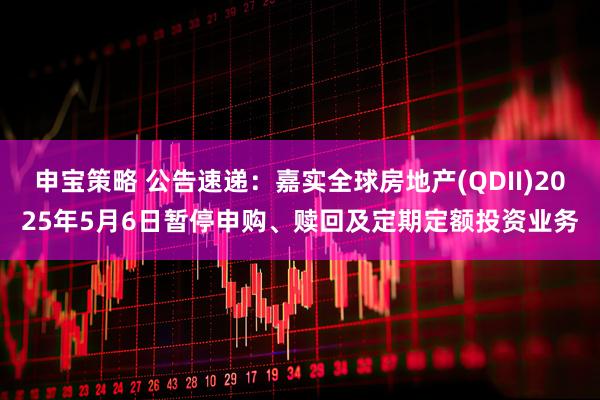申宝策略 公告速递：嘉实全球房地产(QDII)2025年5月6日暂停申购、赎回及定期定额投资业务
